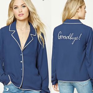 Forever 21 | Goodbye Embroidered Button Down Shirt